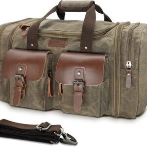 Wildroad Waxed Canvas Duffle Bag – 50L Waterproof Weekender Overnight Travel Bag
